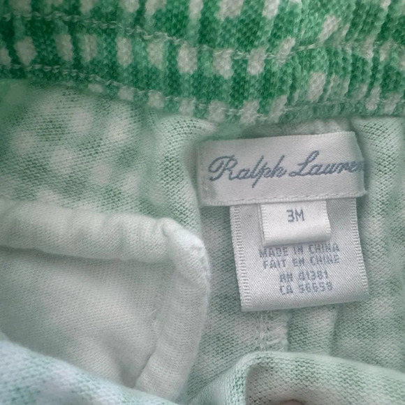 Ralph Lauren boys green gingham shorts size 3 months - Picture 3 of 3